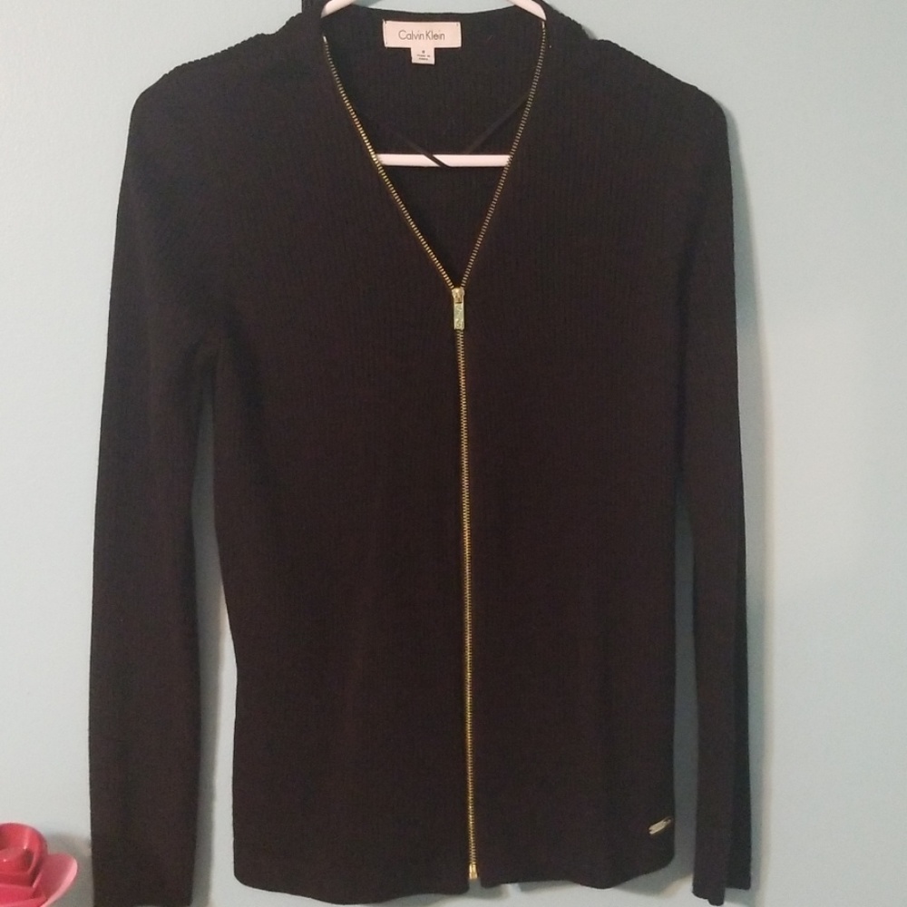 Calvin Klein sweater with gold zipper detail euc